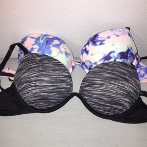 two PINK 34B Super-Push Bras